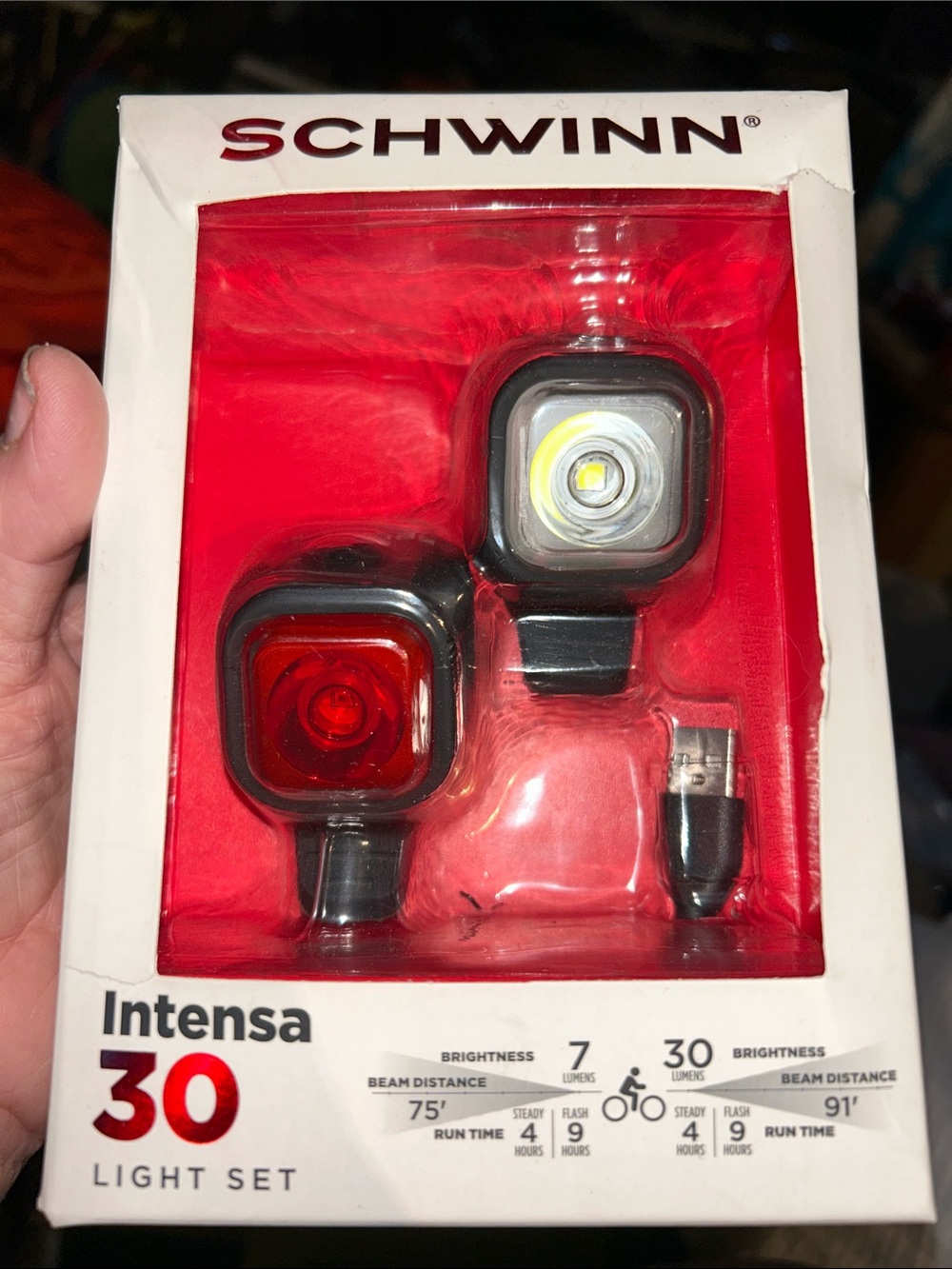 Schwinn Intensa 30 Light Set - Black housing with Red & White LEDs